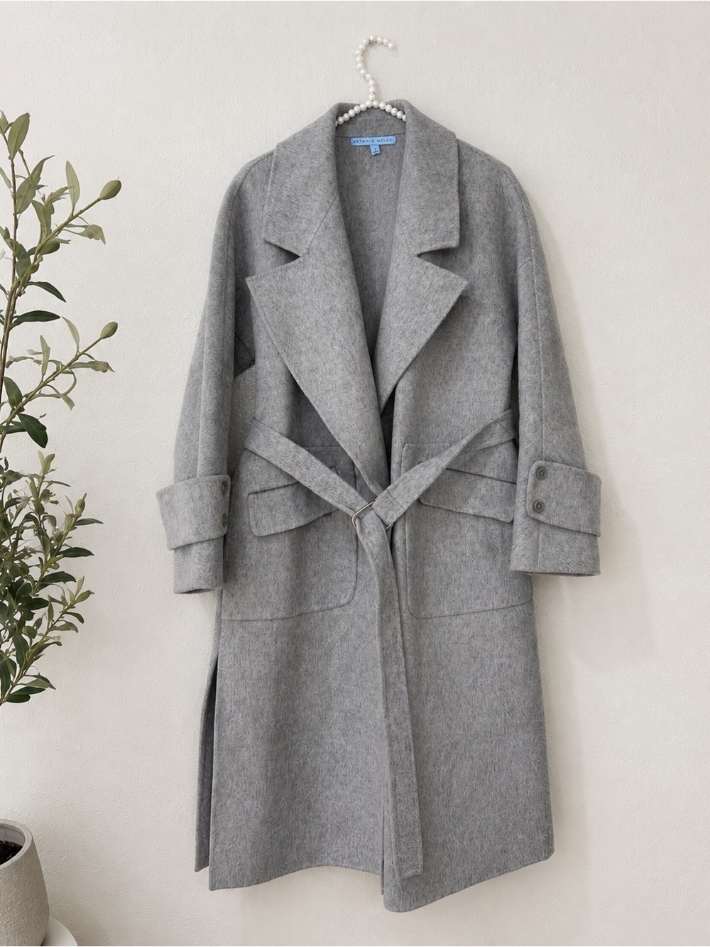 Antonio Melani 95% Wool 5% Alpaca Wrap Trench Belted Coat NWOT Gray Size 2